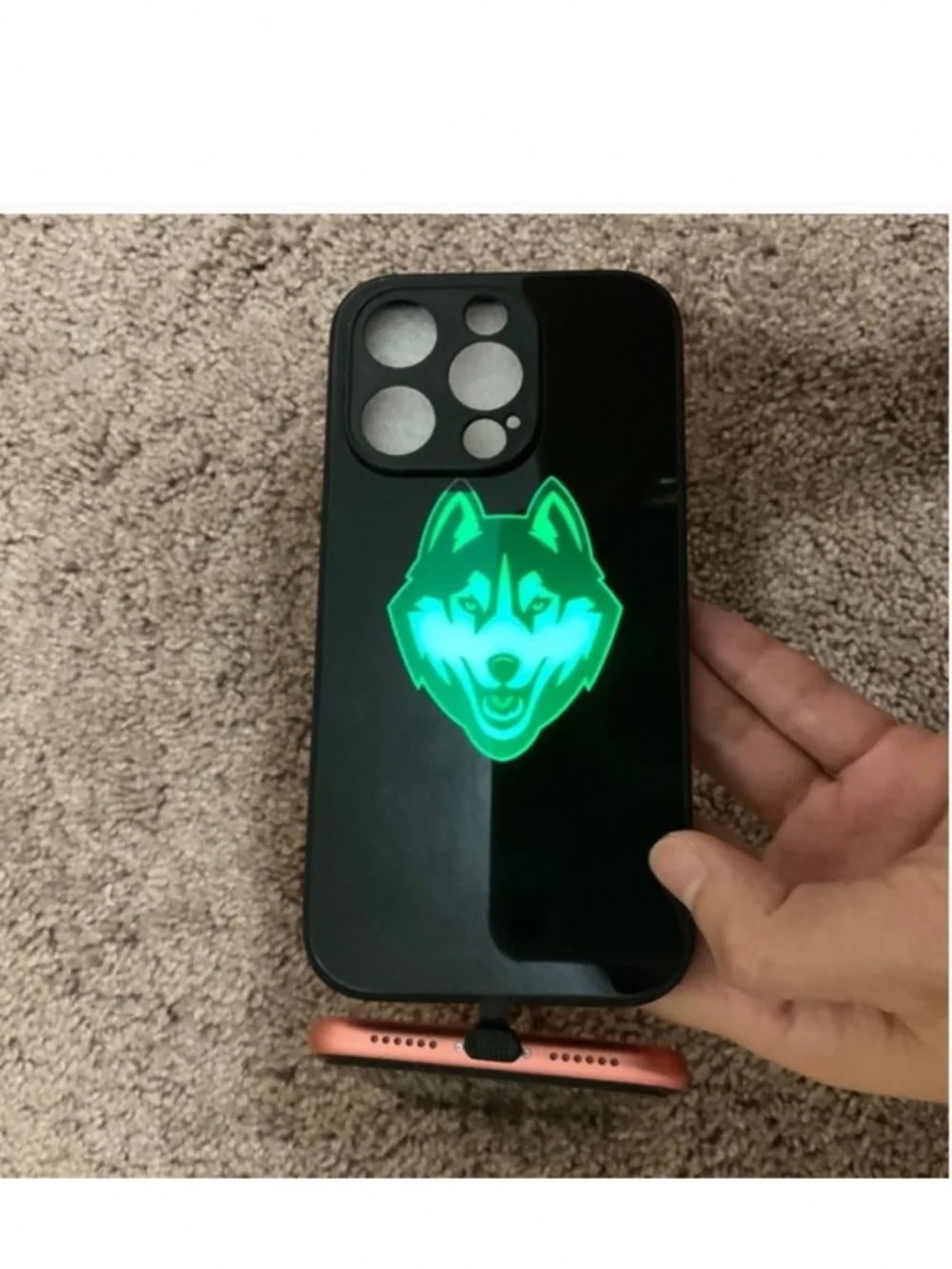4 items.iPhone 14pro LED light up case, Call Flash Phone Case